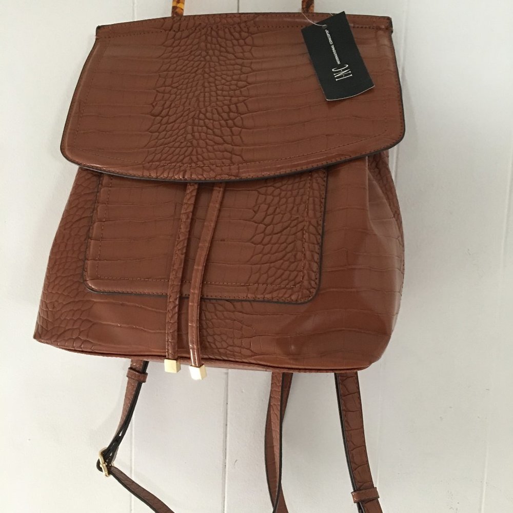 Inc Daizzee Bangle Backpack - Pecan Croco/Gold (New)